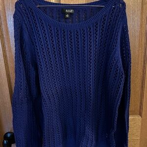 a.n.a Open Weave Blue Crew Neck Sweater.  Size XL